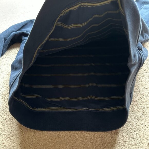 LL Bean Sweater Mens Large Tall 1/4 Zip Mock Neck Flannel Lined Thick Navy Blue - Picture 3 of 10